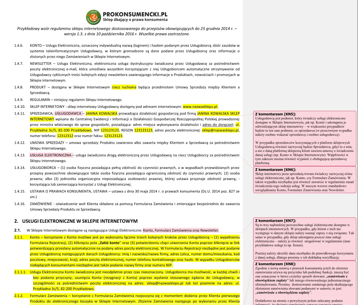 checklist regulamin sklep internetowy, na co zwrócić uwagę regulamin e-commerce