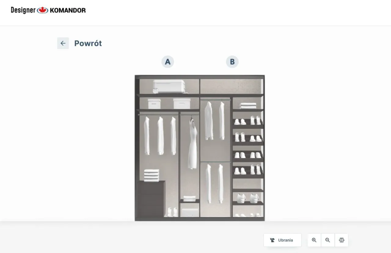 wnętrze szafy przedpokój organizacja