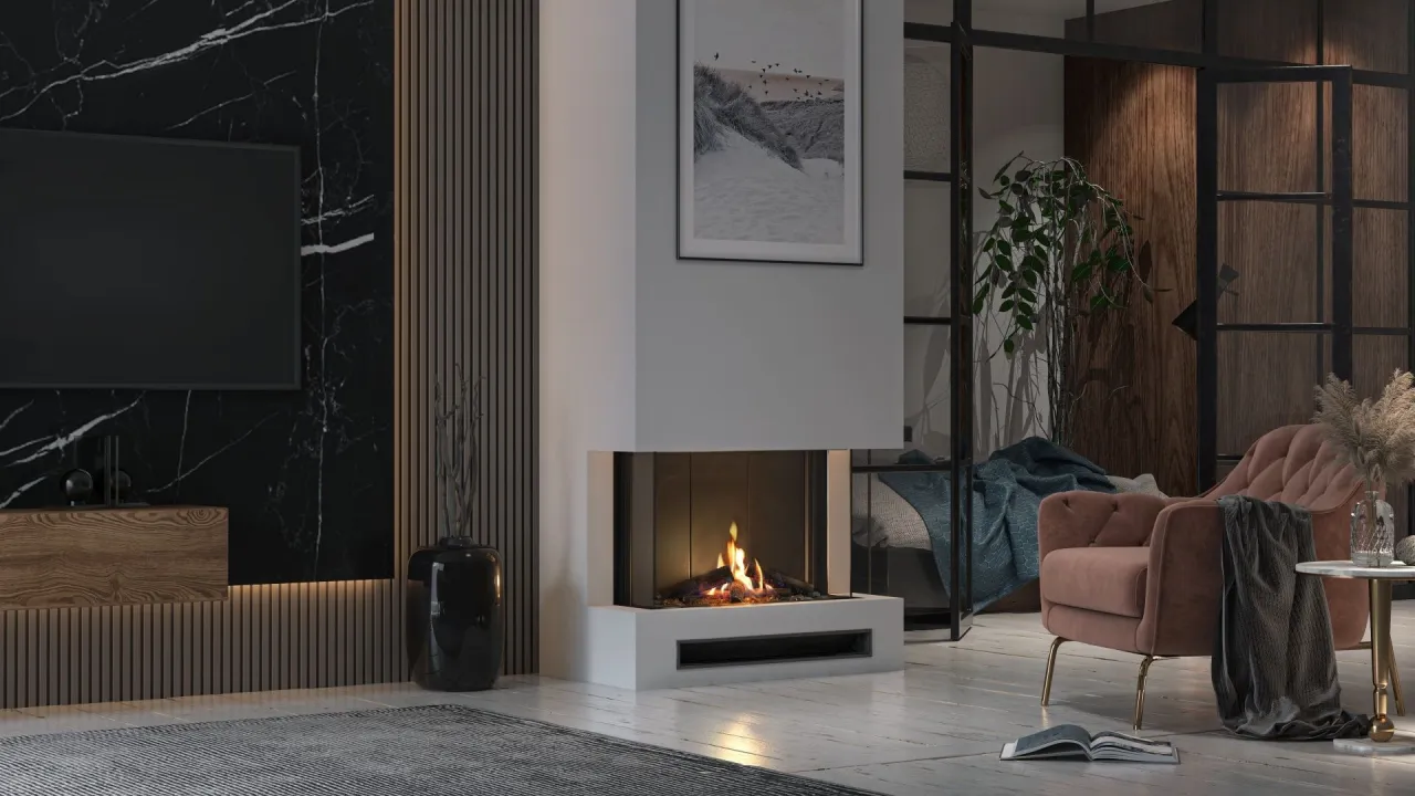 Kominek w mieszkaniu w bloku