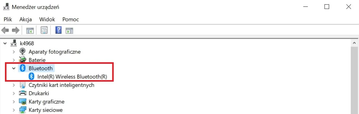 Menedżer Urządzeń Windows Bluetooth