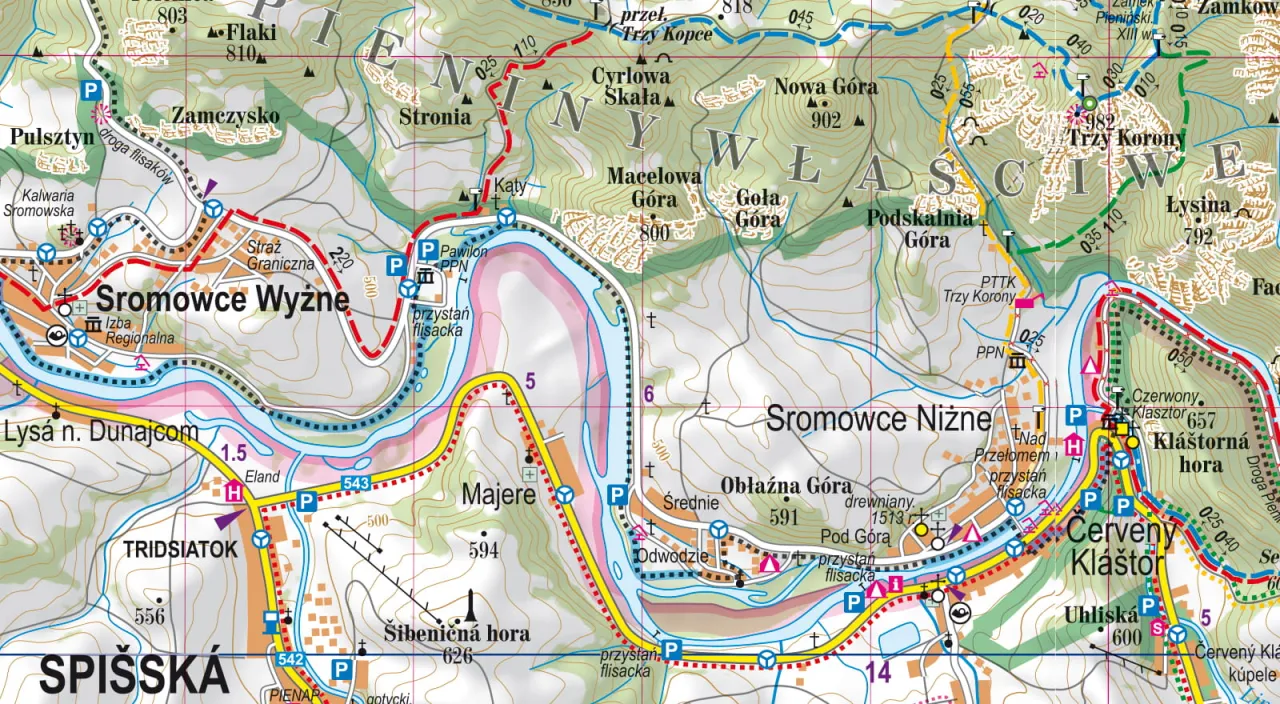 Mapa szlak&oacute;w Trzy Korony Pieniny