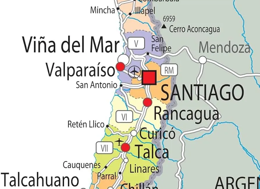 mapa bezpieczeństwa Chile regiony
