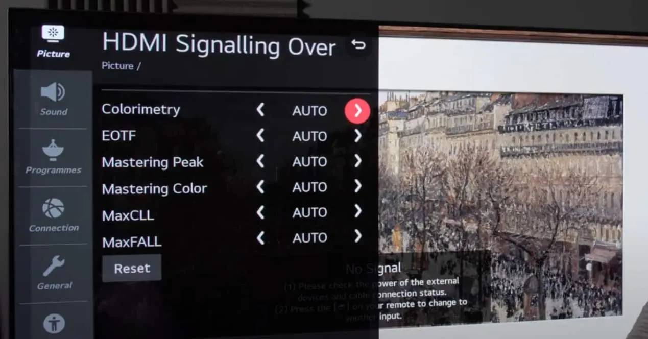 menu ustawienia kanały lg webos
