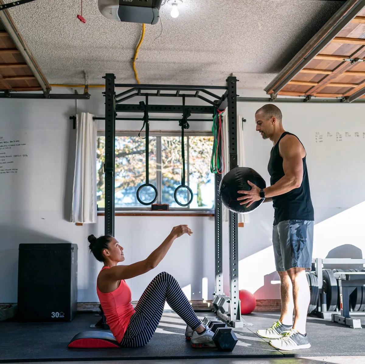 CrossFit box interior equipment people training