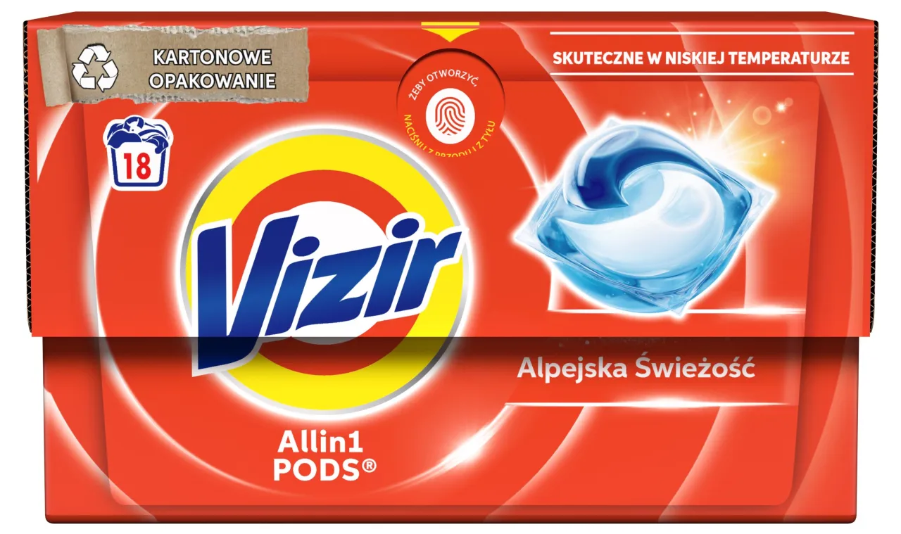 kapsułki do prania Vizir Alpejska Świeżość opakowanie