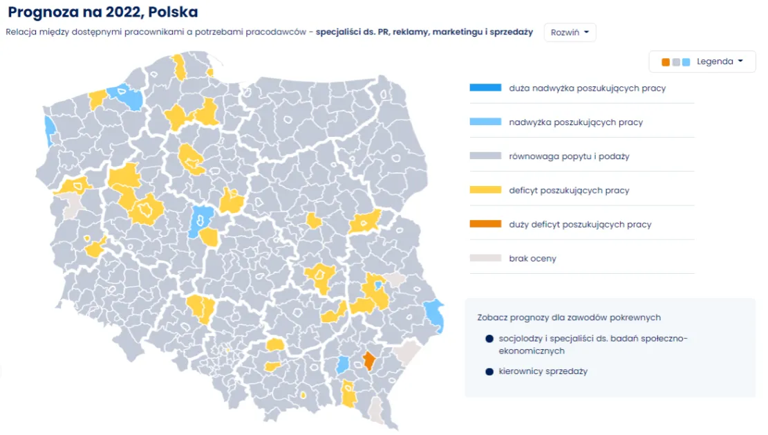Mapa Polski zarobki specjalistów marketingu miasta