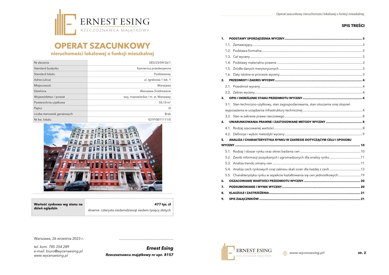 przykładowy operat szacunkowy