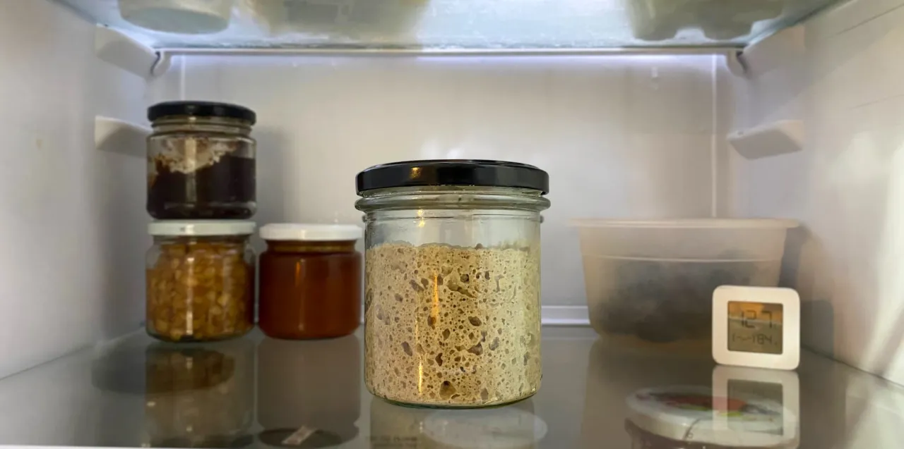 zakwas chlebowy w słoiku po miesiącu w lod&oacute;wce