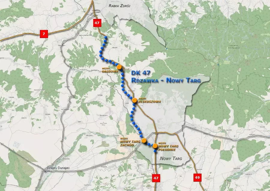 Mapa mikro-objazd&oacute;w w okolicach Zakopianki