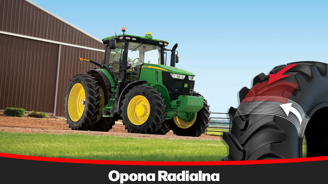 ciągnik z oponami radialnymi w polu