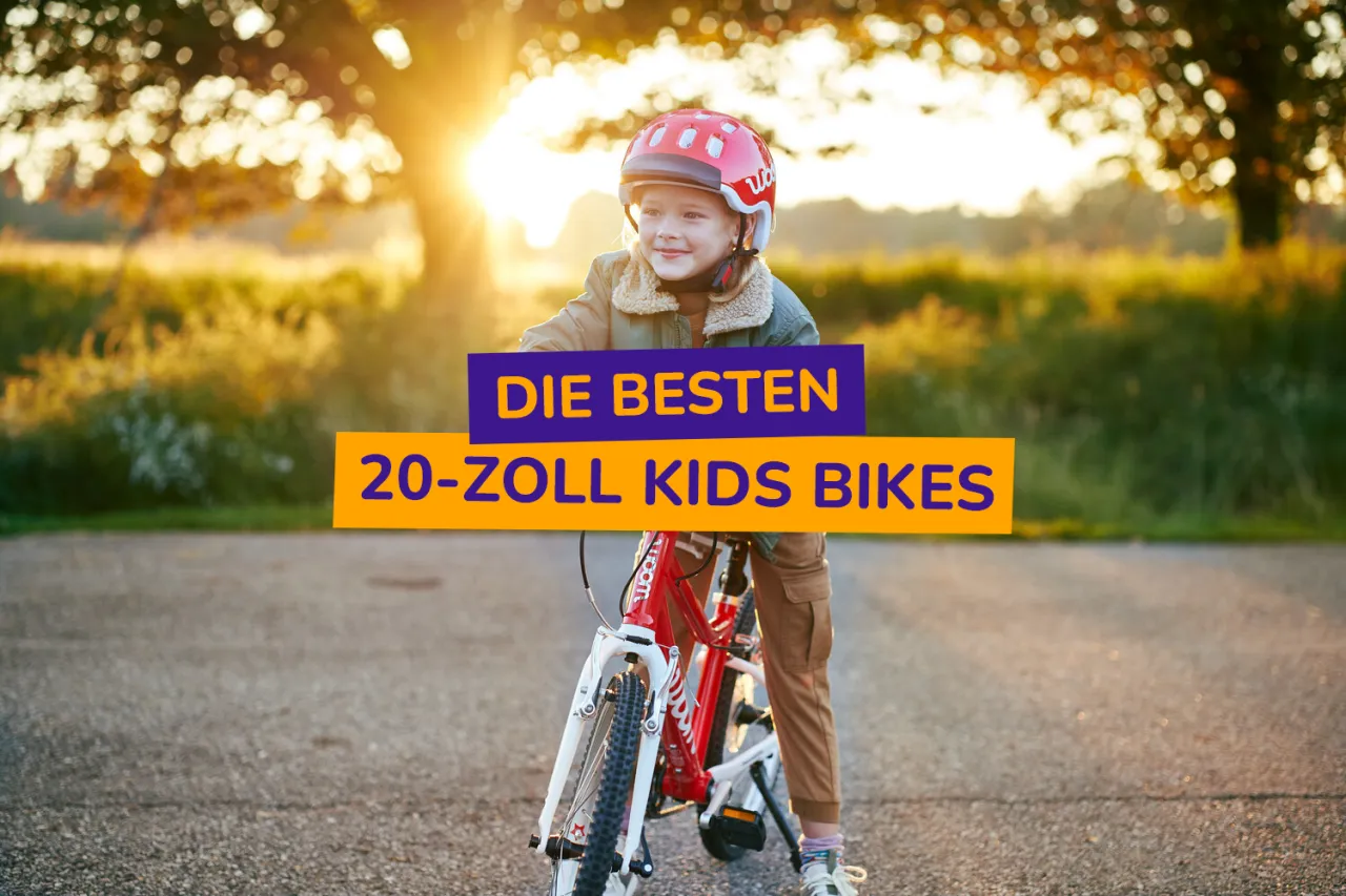 Kind fährt 20 Zoll Fahrrad glücklich