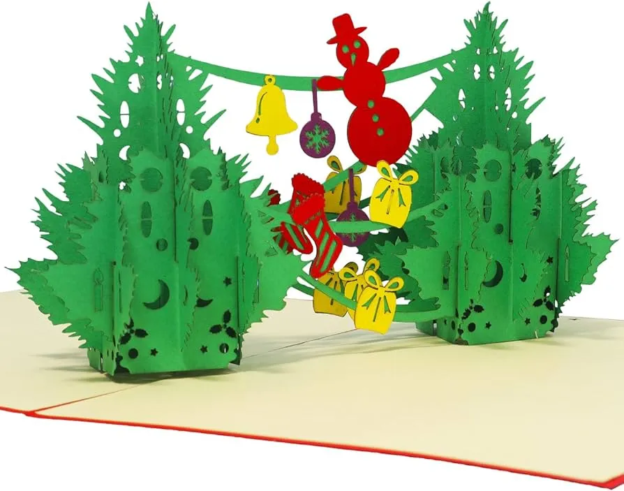 dzieci robiące kartki pop-up 3D choinka