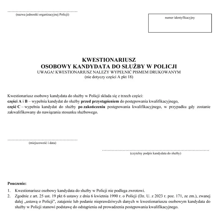 kwestionariusz osobowy dla kandydata wzór