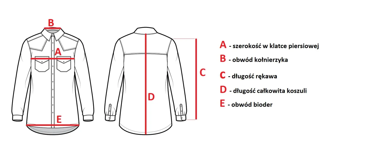 jak mierzyć koszulę na płasko schemat