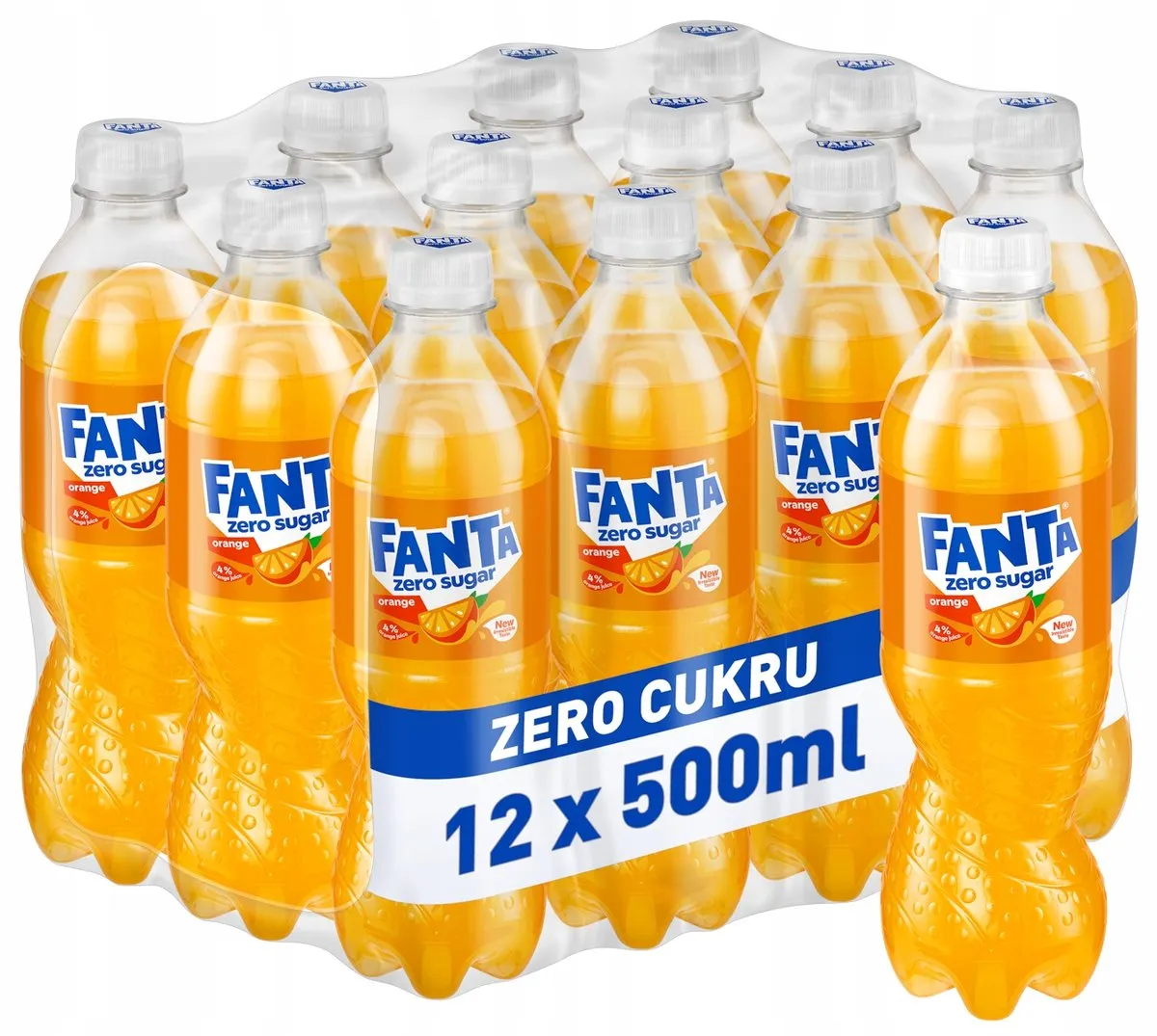 Fanta Zero Cukru butelka i etykieta