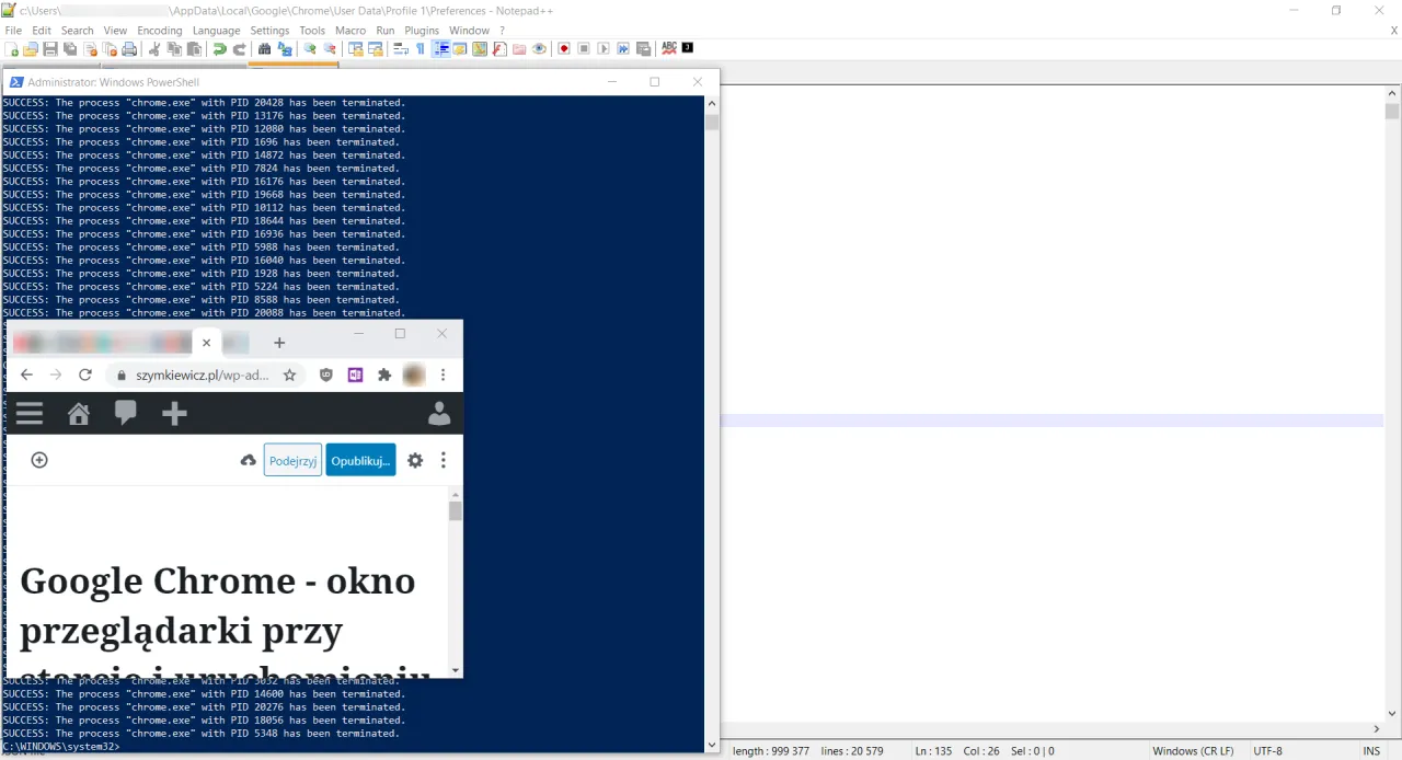 Okno przeglądarki Windows małe i duże