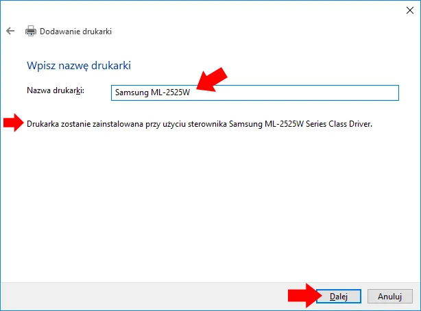 dodawanie drukarki w systemie windows