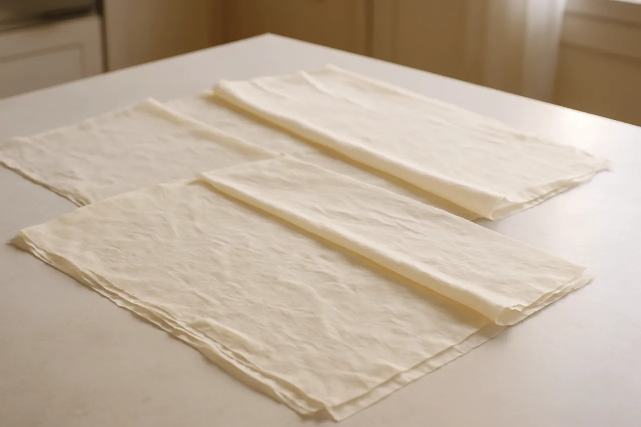 ciasto filo surowe arkusze wilgotna ściereczka