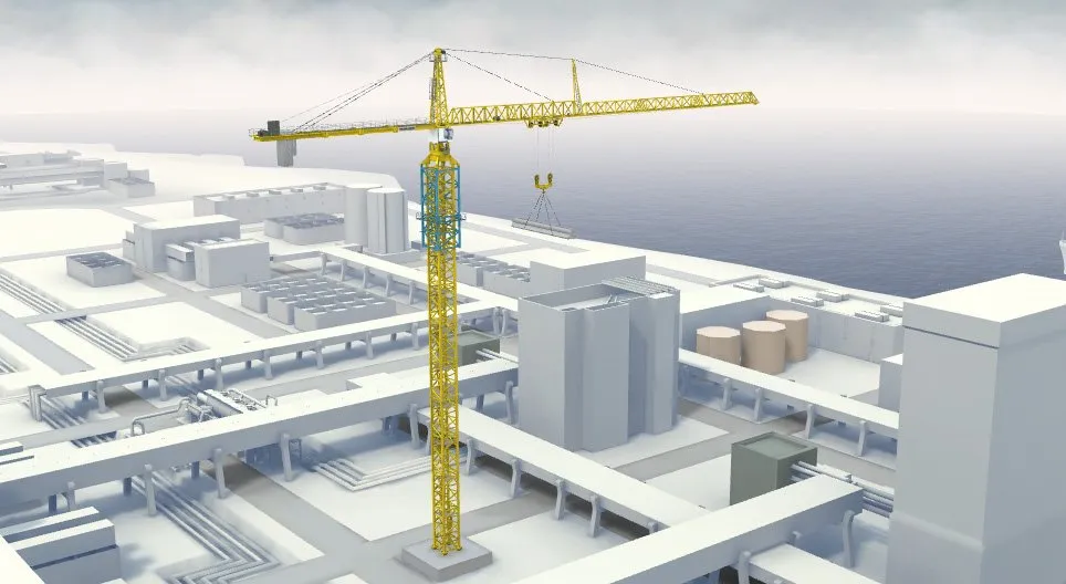 dźwig wieżowy na budowie, ogólny widok