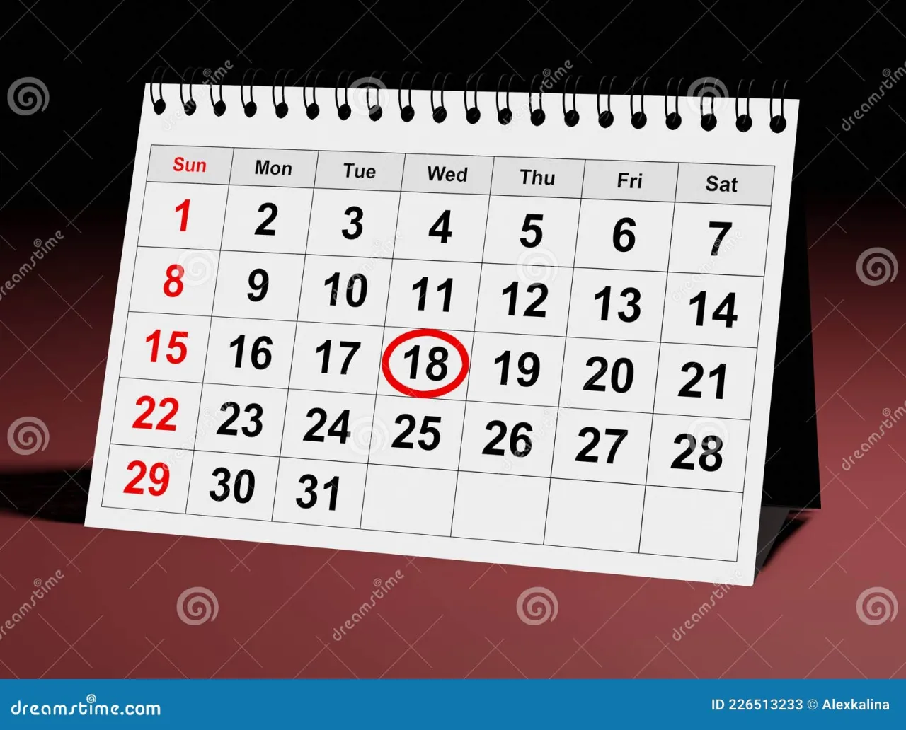 kalendarz z zaznaczoną datą 10 dnia miesiąca