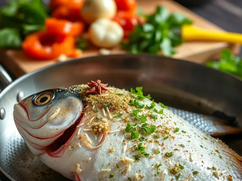 Przygotowanie ryby do smażenia, osuszanie ręcznikiem papierowym