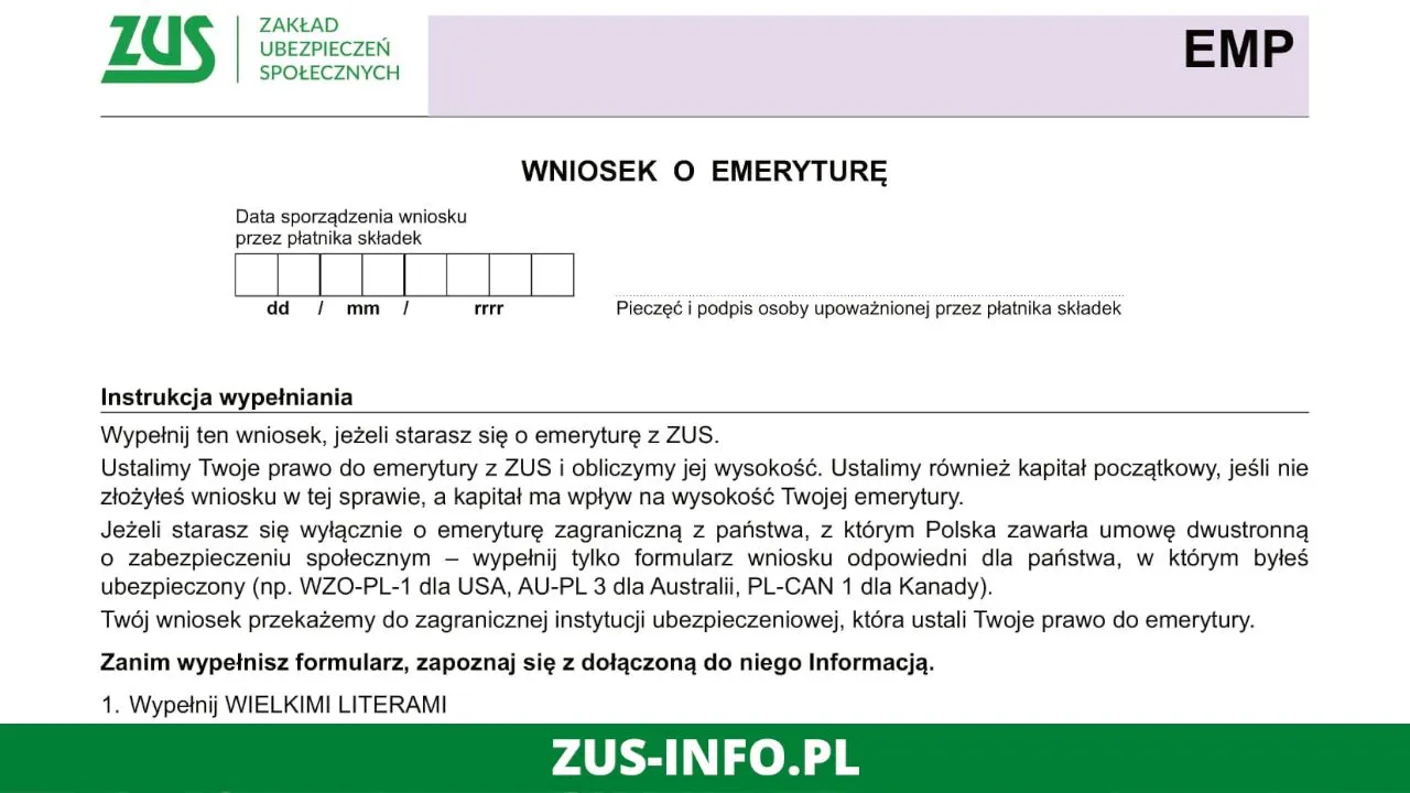 ZUS emerytura wniosek terminy wypłaty