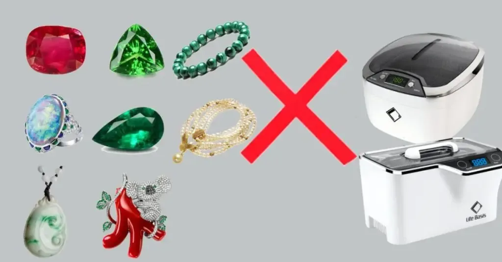 Biżuteria bezpieczna i niebezpieczna do myjki ultradźwiękowej infografika