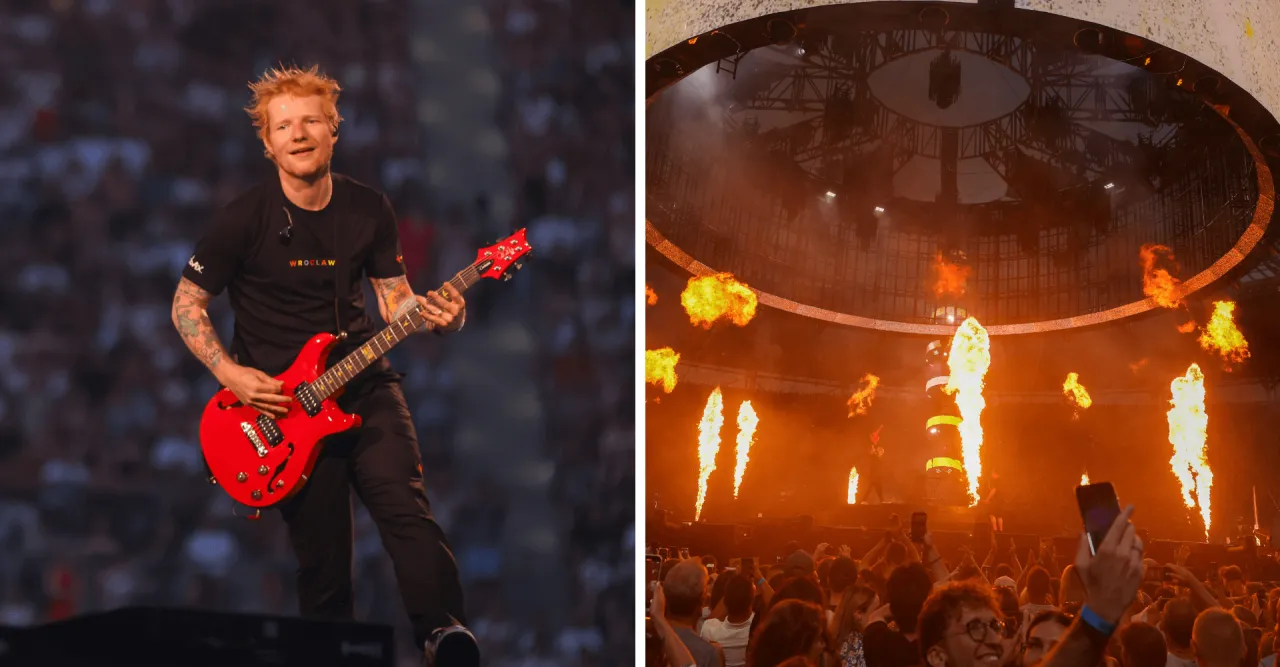 Ed Sheeran na scenie podczas koncertu