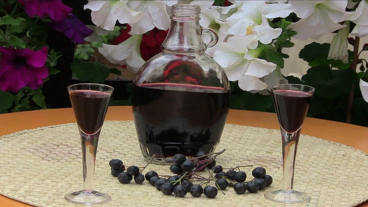 nalewka z aronii w kieliszku degustacyjnym