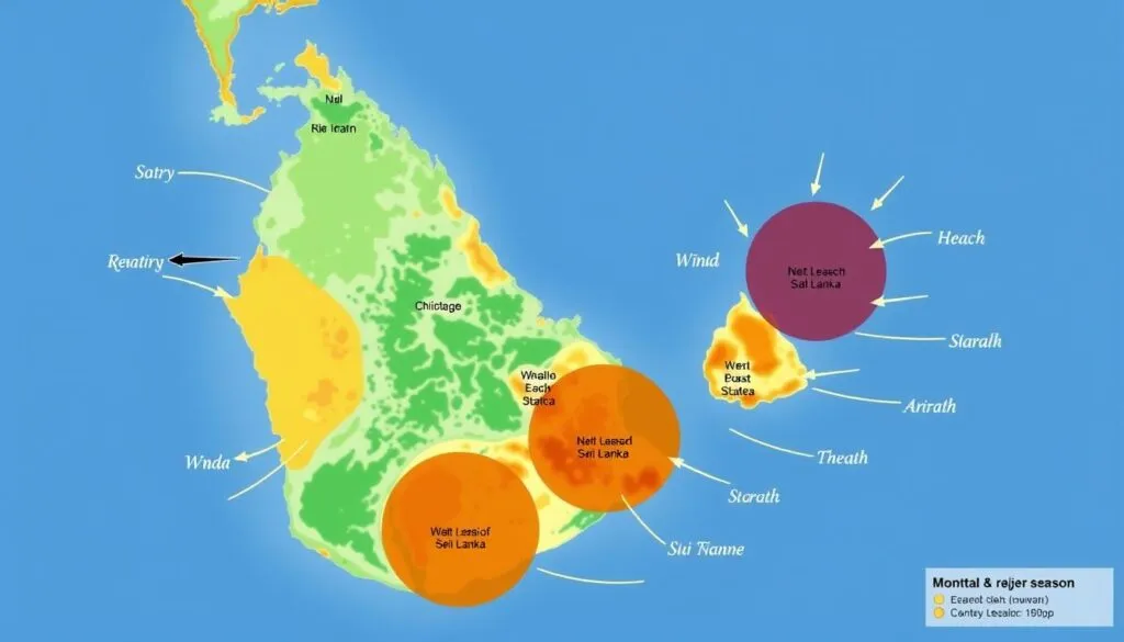 Mapa monsun&oacute;w Sri Lanka