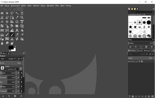 interfejs programu GIMP łączenie zdjęć