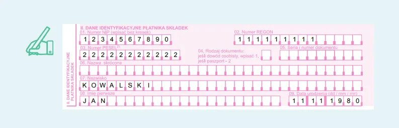 Formularze ZUS ZUA ZZA