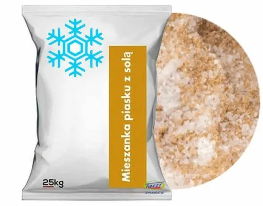 różne rodzaje środków do posypywania chodników sól piasek chlorek magnezu