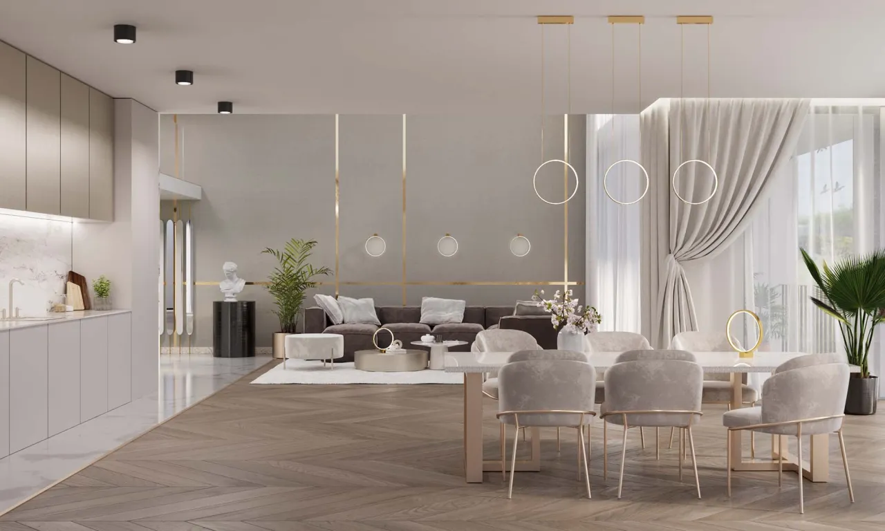 Trzy rodzaje oświetlenia w salonie schemat