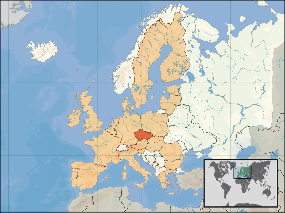Mapa Czech w Europie