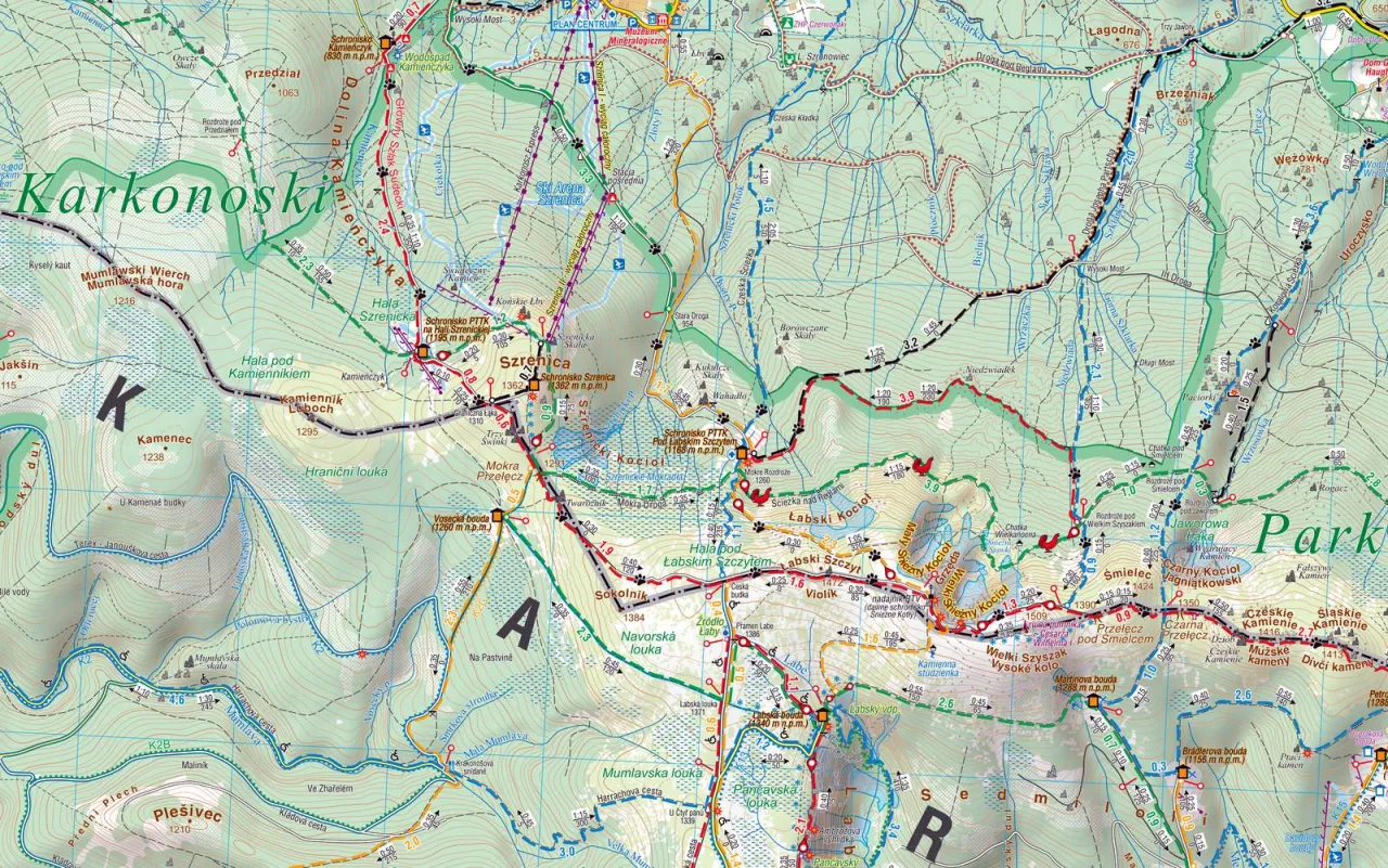 Mapa szlaków Szklarska Poręba Karkonosze Góry Izerskie