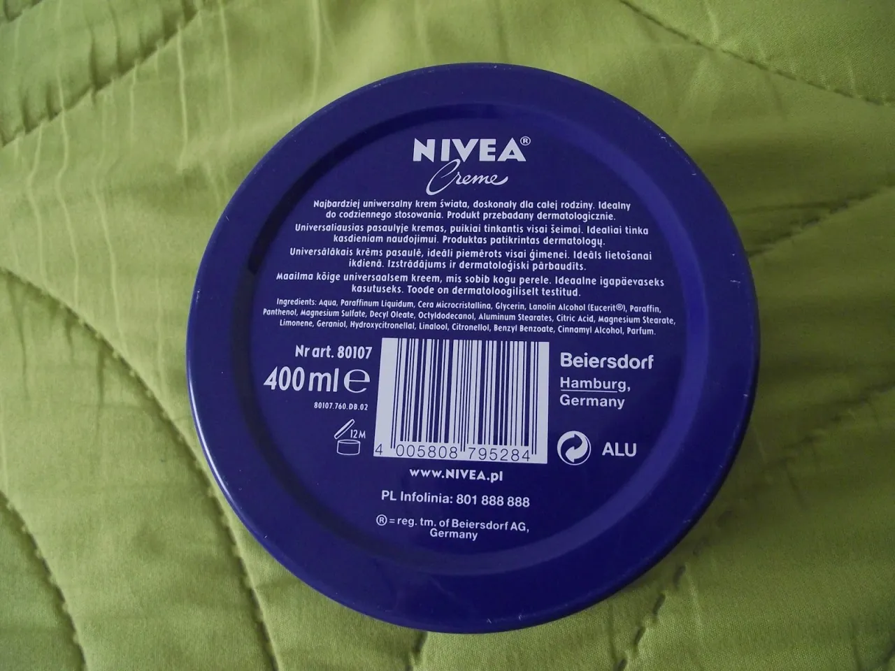 składniki kremu nivea eucerit parafina