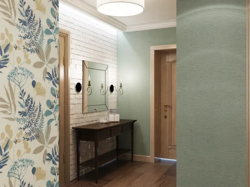 elegancki przedpokój z tapetą