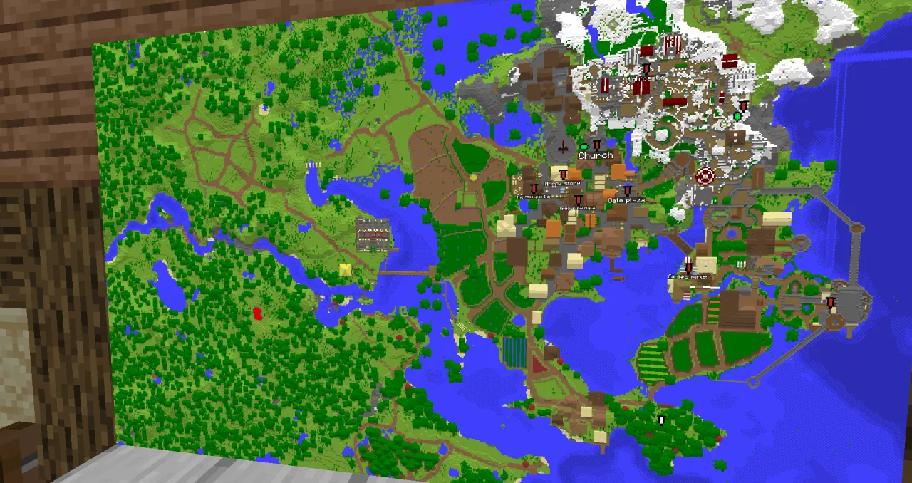 Minecraft ściana z map