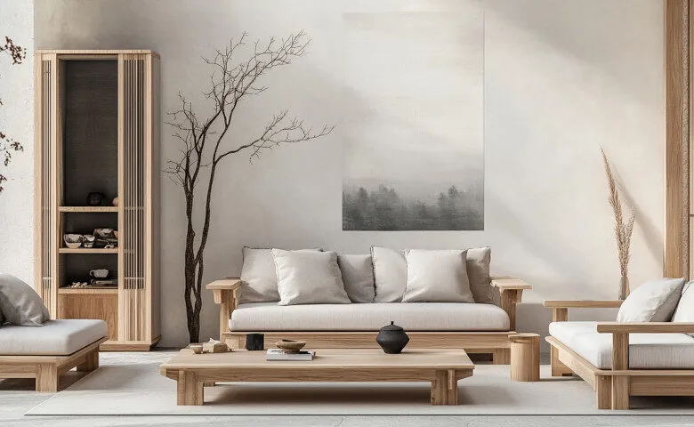 salon w stylu japandi