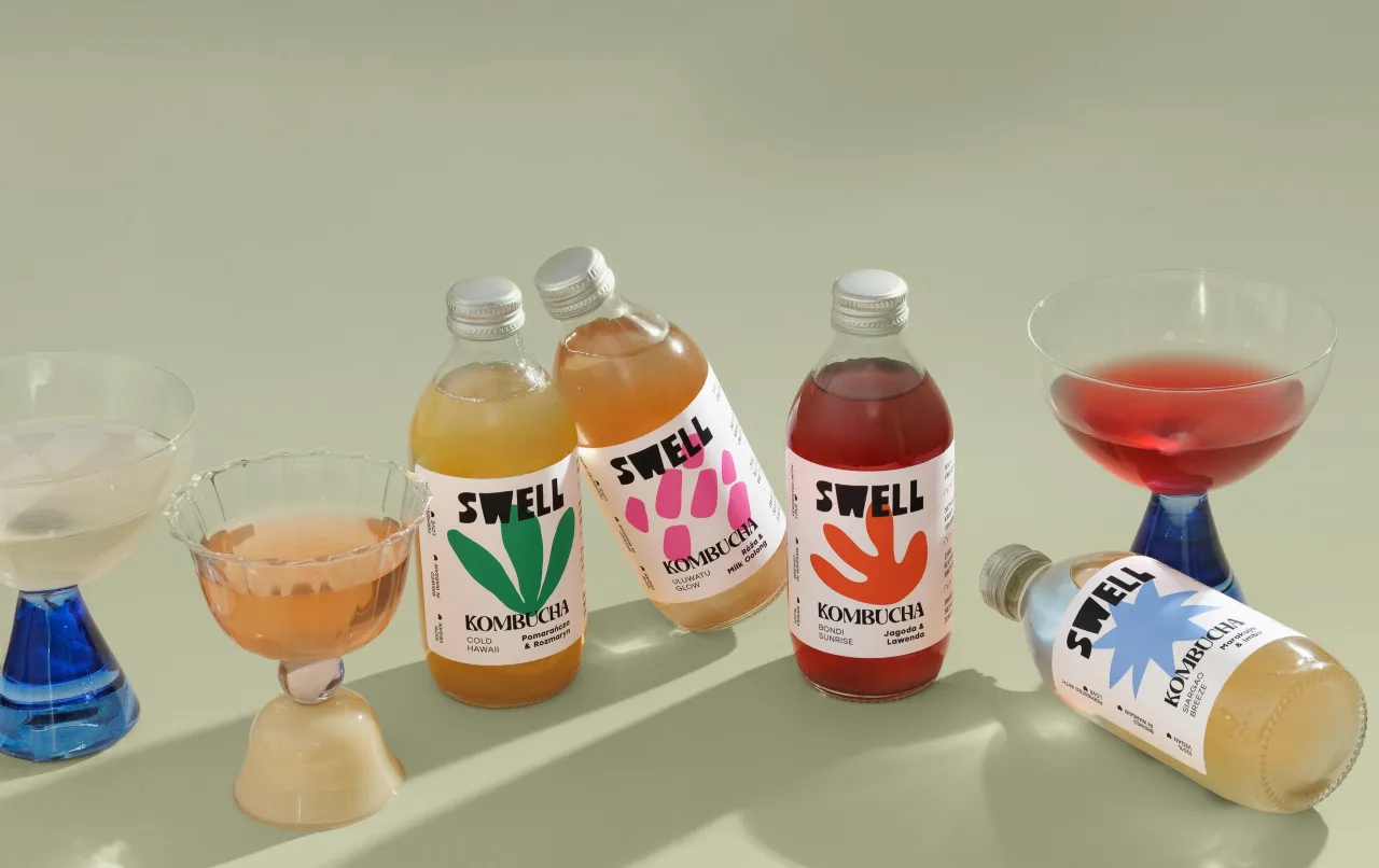 Kombucha w szklance z bąbelkami