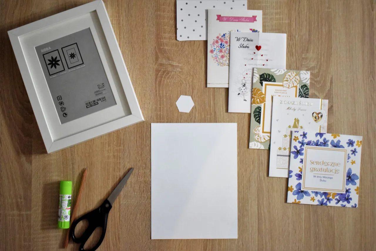 materiały i narzędzia do kartek ślubnych diy