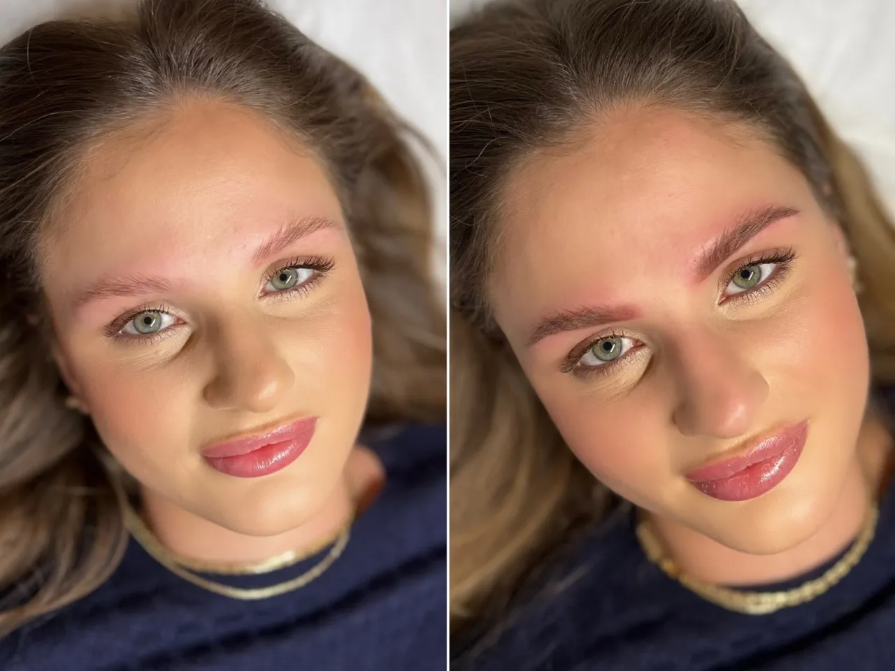 Makijaż permanentny brwi przed i po
