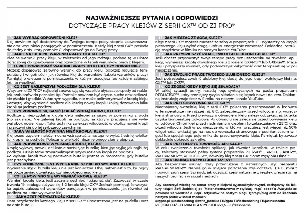 etykieta kleju do rzęs parametry