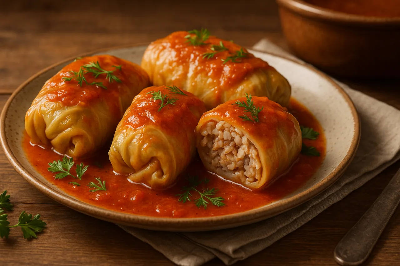 gołąbki z różnymi sosami