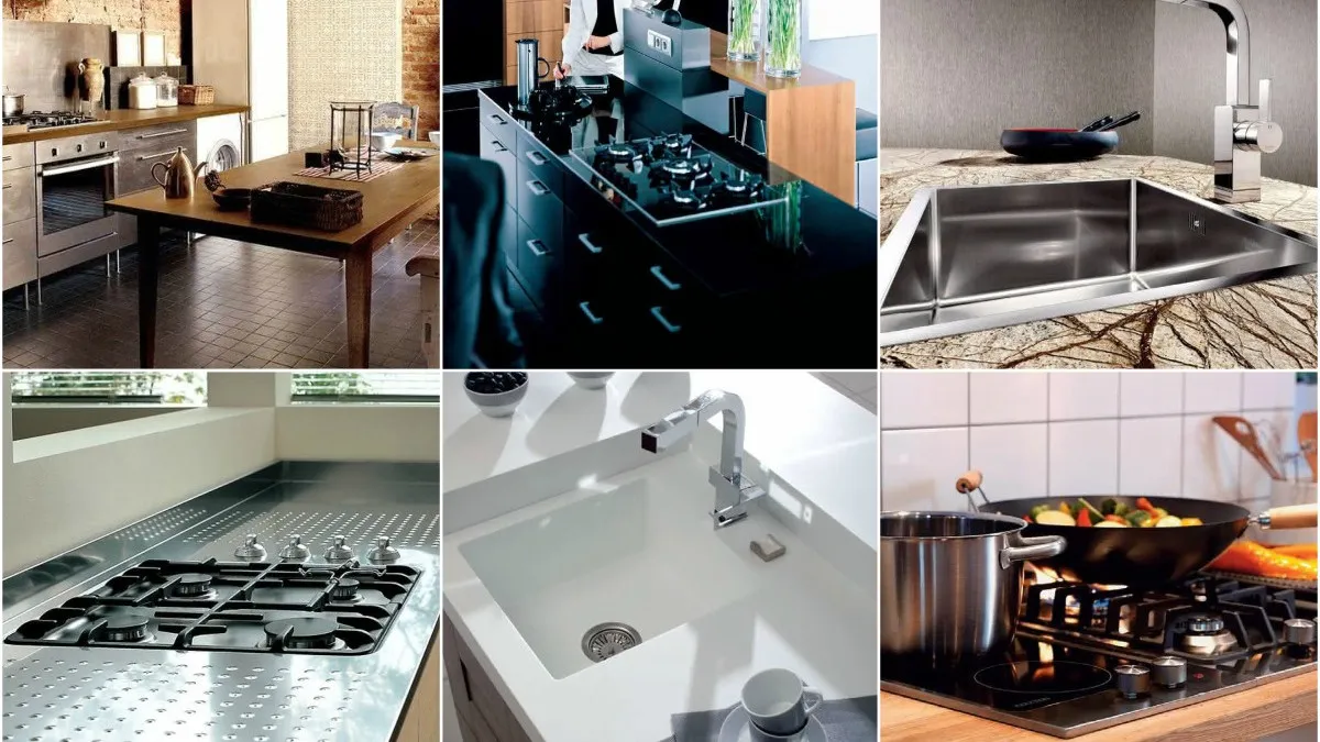 różne materiały blatów stołów kuchennych