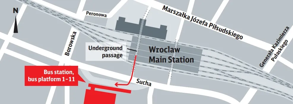 Mapa Dworca Autobusowego Wrocław Wroclavia poziom -2 Flixbus