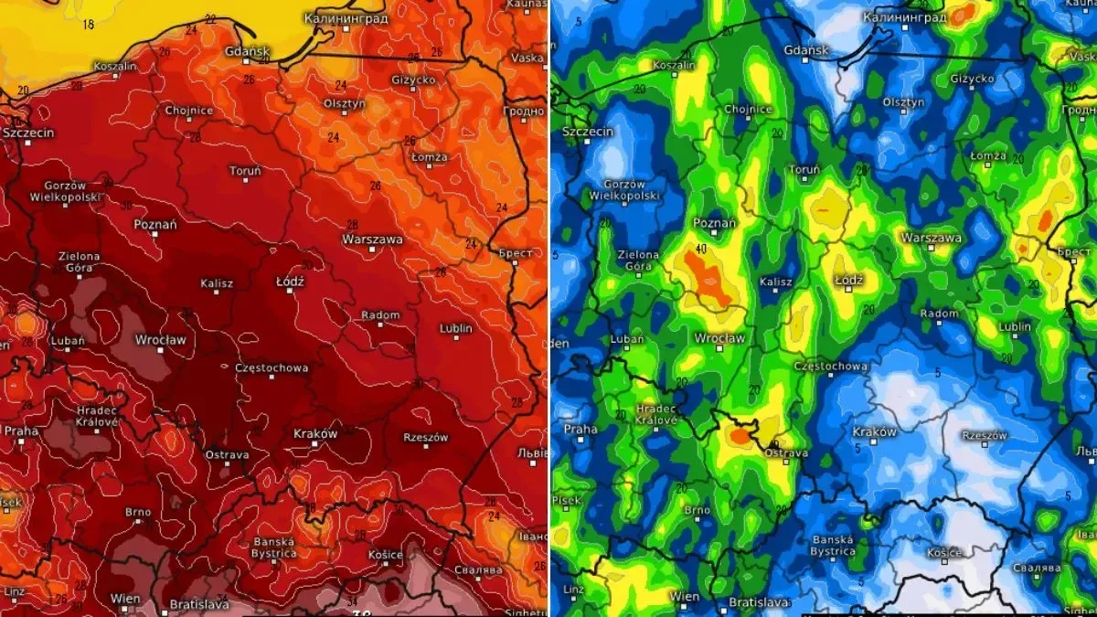 Mapa pogodowa Ustronia lub ikony pogodowe