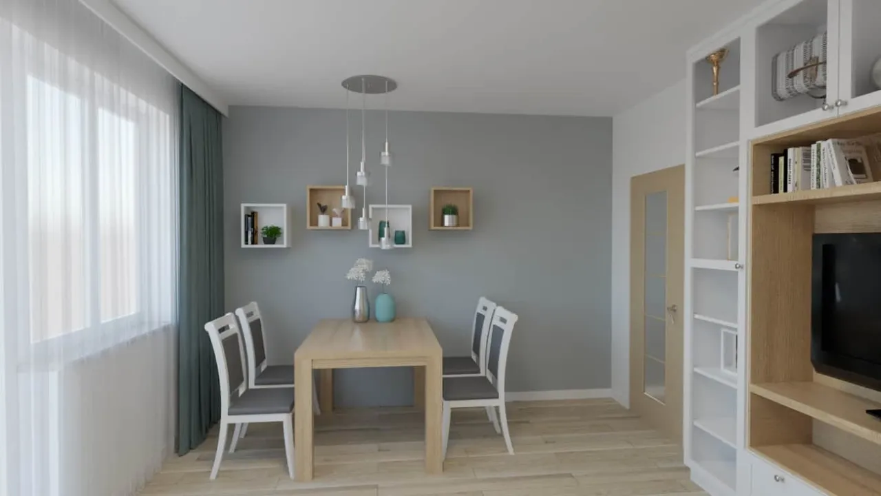 salon białe meble szare ściany beżowe ściany