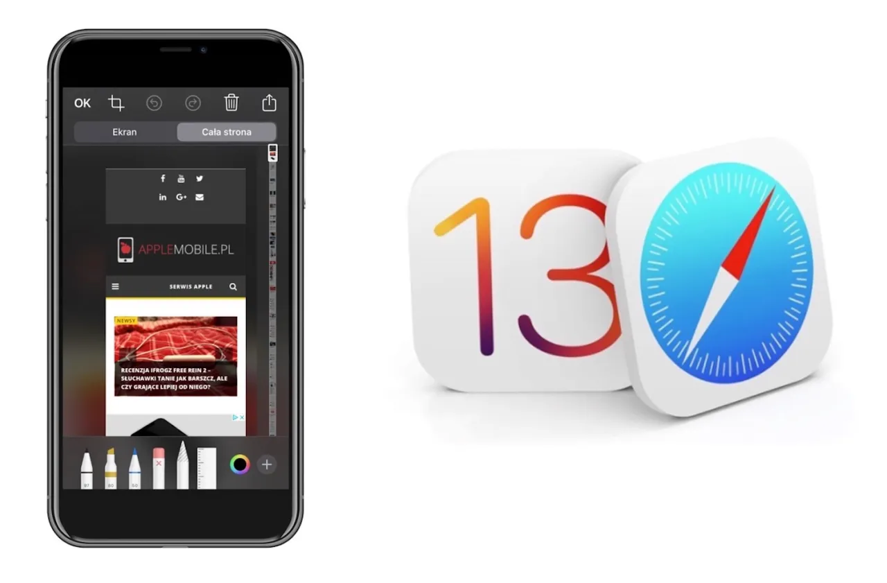 iPhone z Face ID zrzut ekranu przyciski